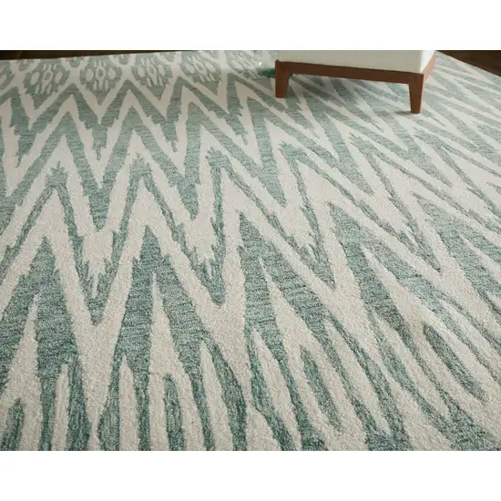 Blue And White Wool Chevron Hand Tufted Area Rug Photo 5