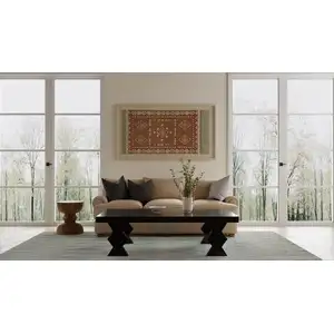 Photo of Blue And White Wool Chevron Hand Tufted Area Rug