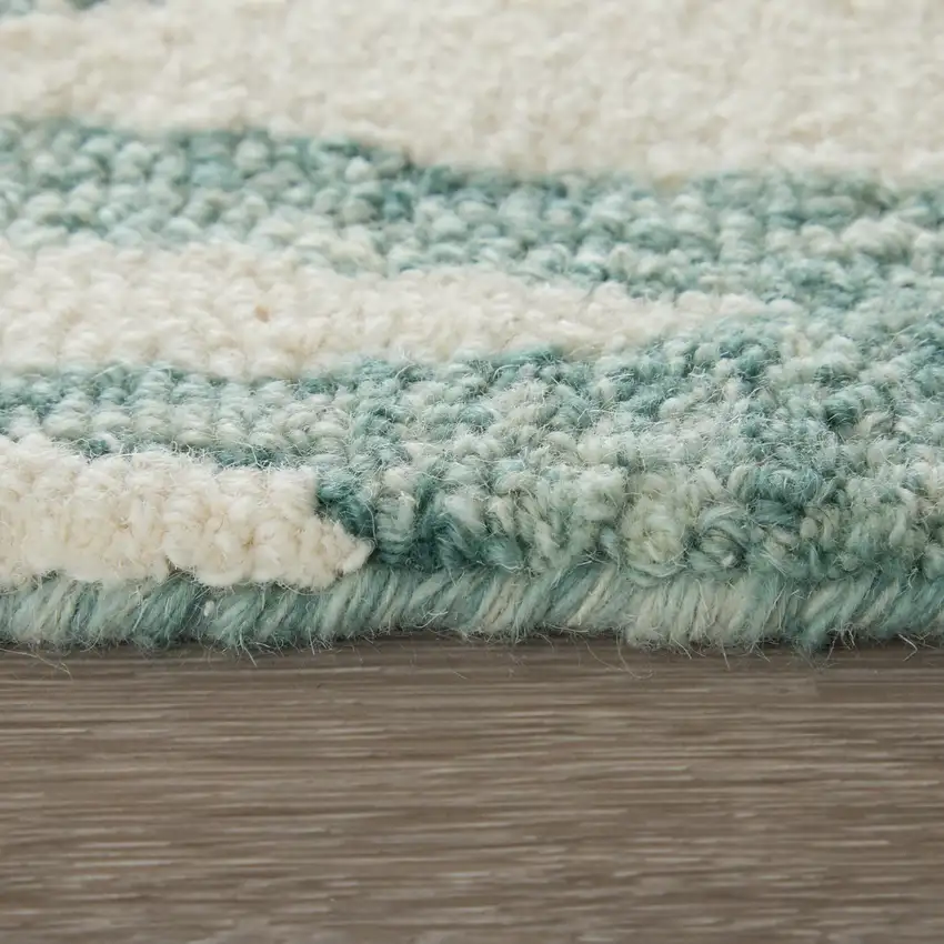 Blue And White Wool Chevron Hand Tufted Area Rug Photo 2