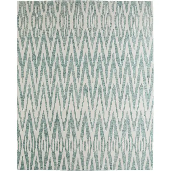 Blue And White Wool Chevron Hand Tufted Area Rug Photo 3