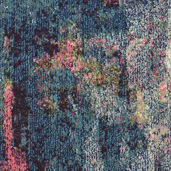 2' X 6' Blue And Yellow Abstract Power Loom Non Skid Area Rug Photo 3