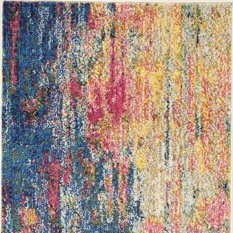 Blue And Yellow Abstract Power Loom Non Skid Area Rug Photo 4