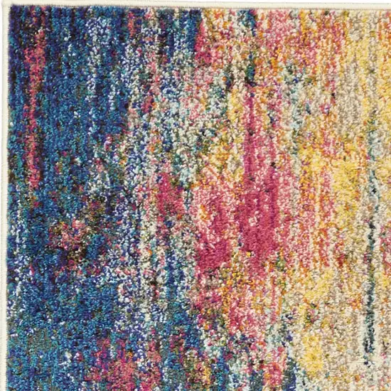 Blue And Yellow Abstract Power Loom Non Skid Area Rug Photo 3
