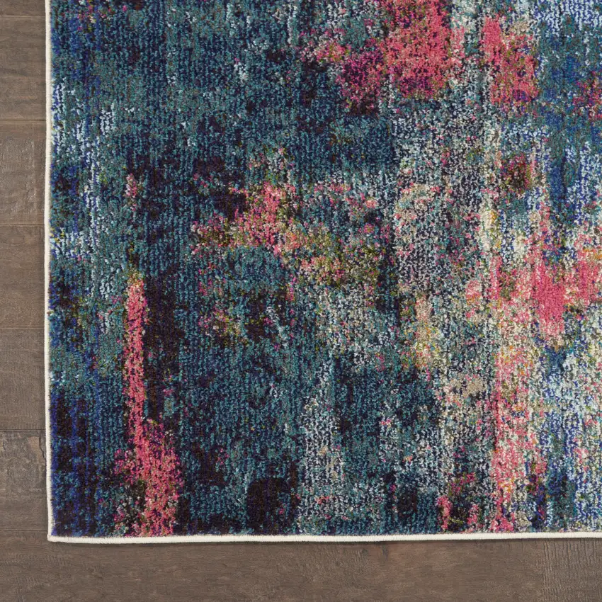 Blue And Yellow Abstract Power Loom Non Skid Area Rug Photo 9