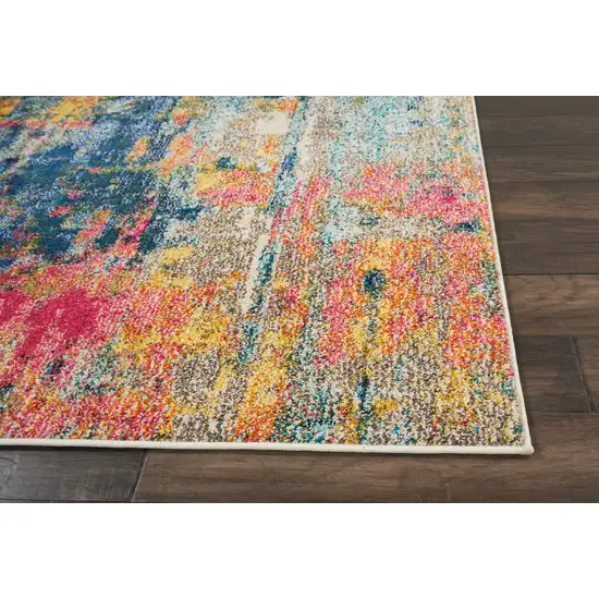 Blue And Yellow Abstract Power Loom Non Skid Area Rug Photo 9