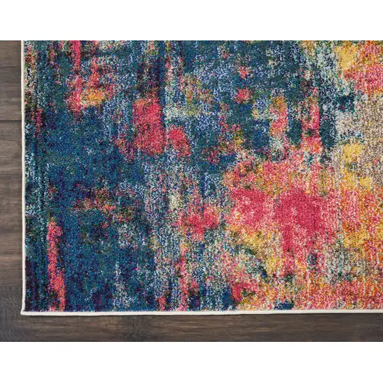 Blue And Yellow Abstract Power Loom Non Skid Area Rug Photo 9