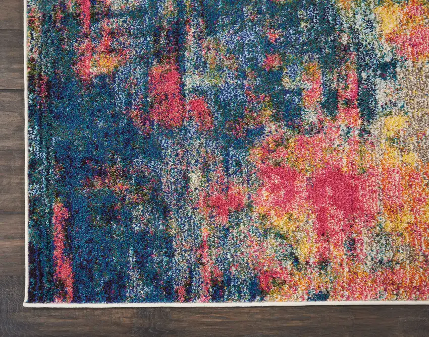 Blue And Yellow Abstract Power Loom Non Skid Area Rug Photo 9