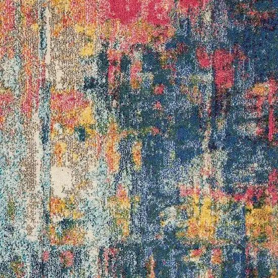 Blue And Yellow Abstract Power Loom Non Skid Area Rug Photo 3