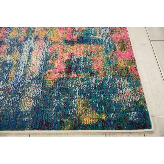 Blue And Yellow Abstract Power Loom Non Skid Area Rug Photo 9