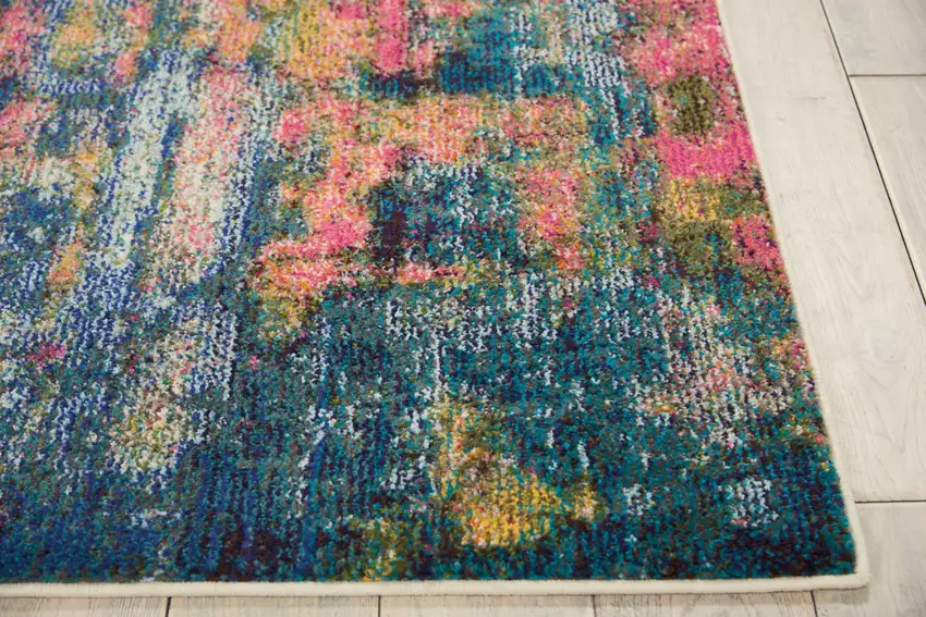 Blue And Yellow Abstract Power Loom Non Skid Area Rug Photo 9