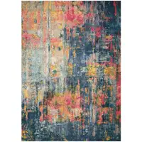 Photo of Blue And Yellow Abstract Power Loom Non Skid Area Rug