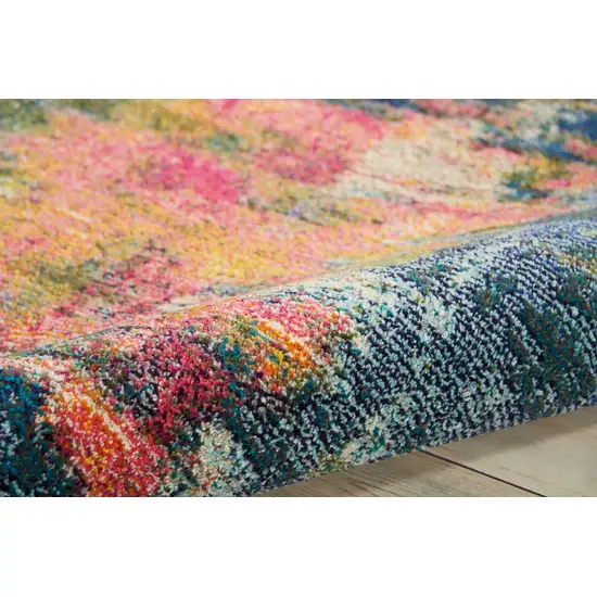 Blue And Yellow Abstract Power Loom Non Skid Area Rug Photo 8