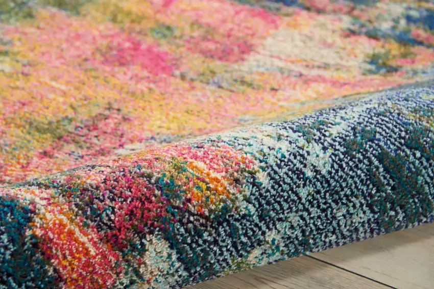 Blue And Yellow Abstract Power Loom Non Skid Area Rug Photo 8