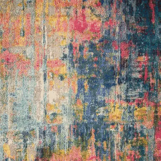 Blue And Yellow Abstract Power Loom Non Skid Area Rug Photo 4