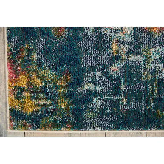 Blue And Yellow Abstract Power Loom Non Skid Area Rug Photo 9