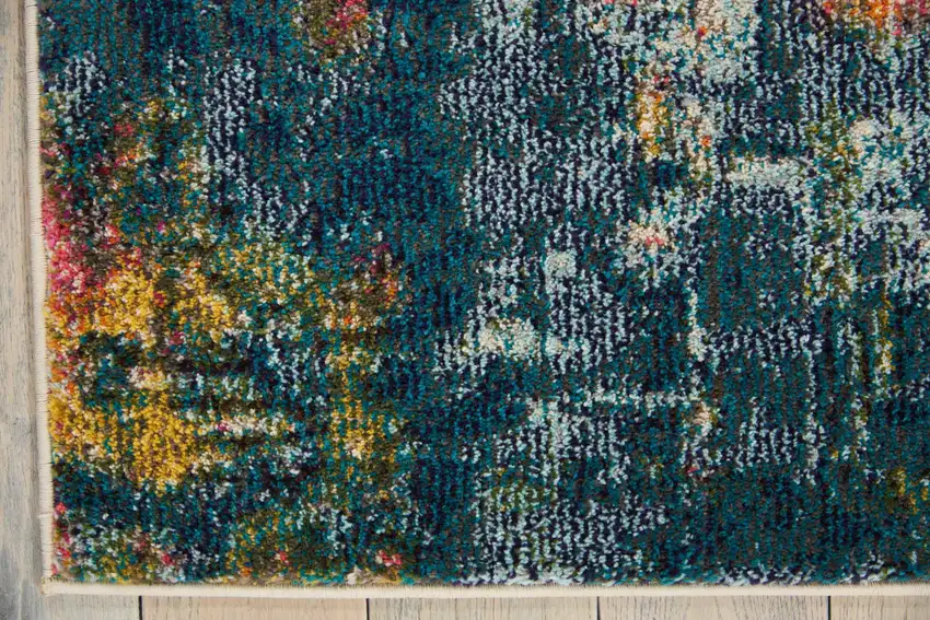 Blue And Yellow Abstract Power Loom Non Skid Area Rug Photo 9