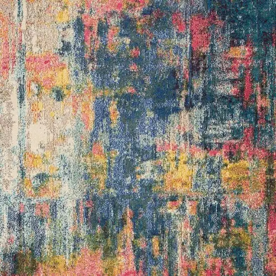 Blue And Yellow Abstract Power Loom Non Skid Area Rug Photo 2