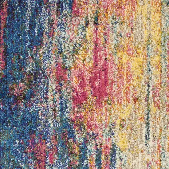 Blue And Yellow Abstract Power Loom Non Skid Runner Rug Photo 3