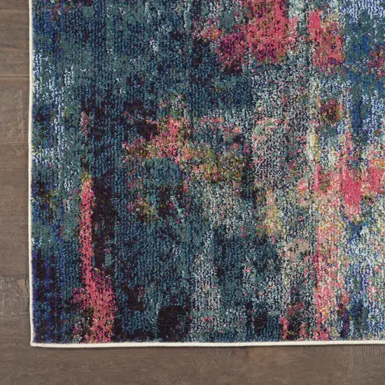 2' X 8' Blue And Yellow Abstract Power Loom Non Skid Runner Rug Photo 9