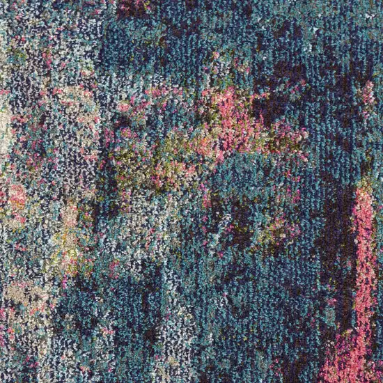 2' X 8' Blue And Yellow Abstract Power Loom Non Skid Runner Rug Photo 3