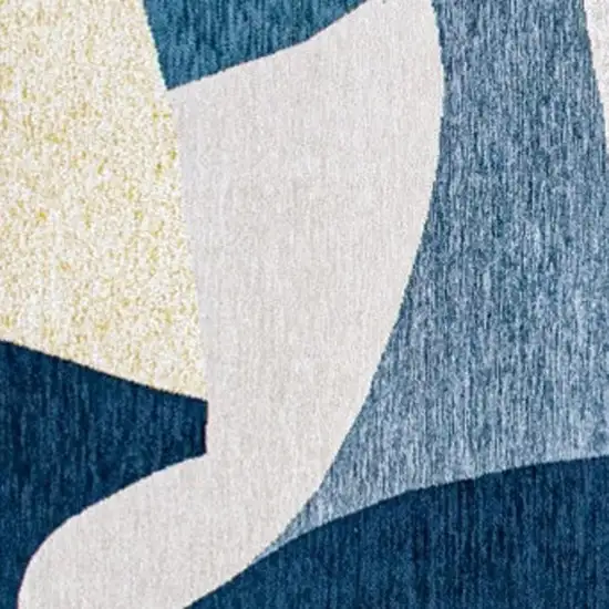 Blue And Yellow Abstract Washable Area Rug Photo 8