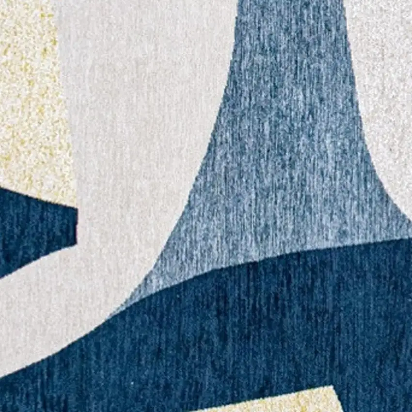 Blue And Yellow Abstract Washable Area Rug Photo 3