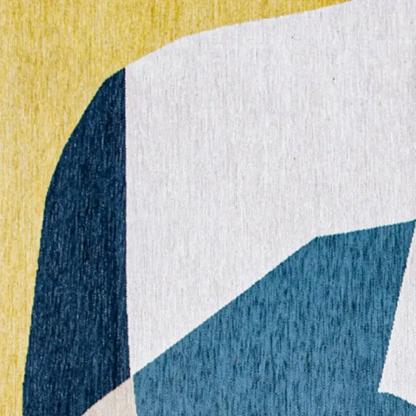 Blue And Yellow Abstract Washable Area Rug Photo 3