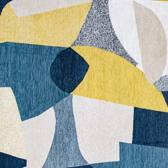 Blue And Yellow Abstract Washable Area Rug Photo 8