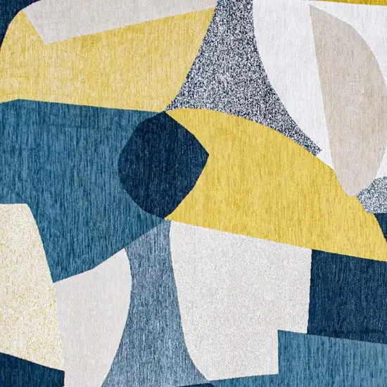 Blue And Yellow Abstract Washable Area Rug Photo 3