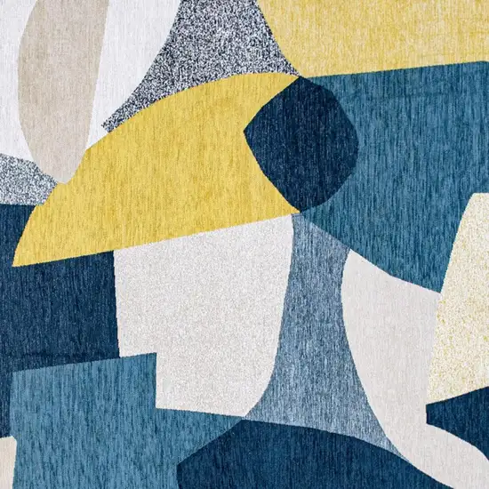 Blue And Yellow Abstract Washable Area Rug Photo 3