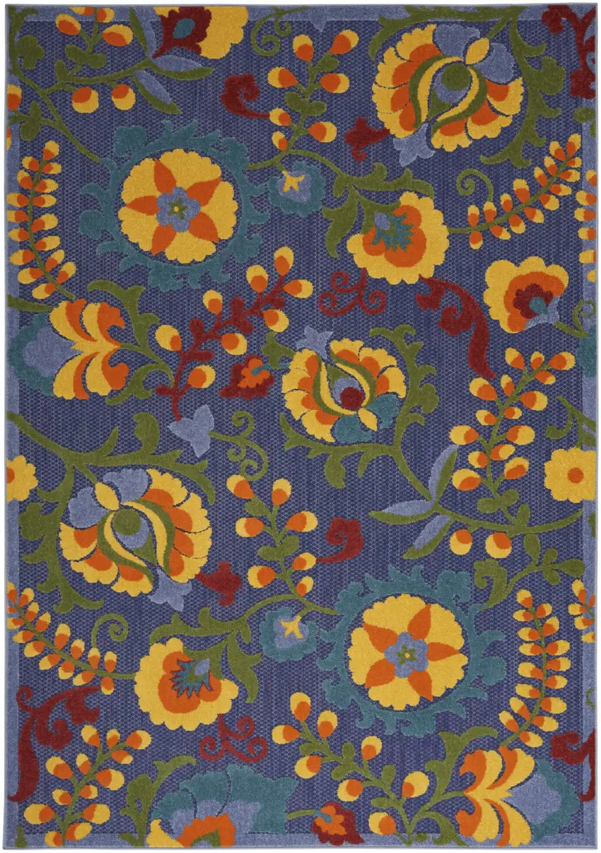 Blue Yellow and Green Indoor Outdoor Area Rug Photo 4