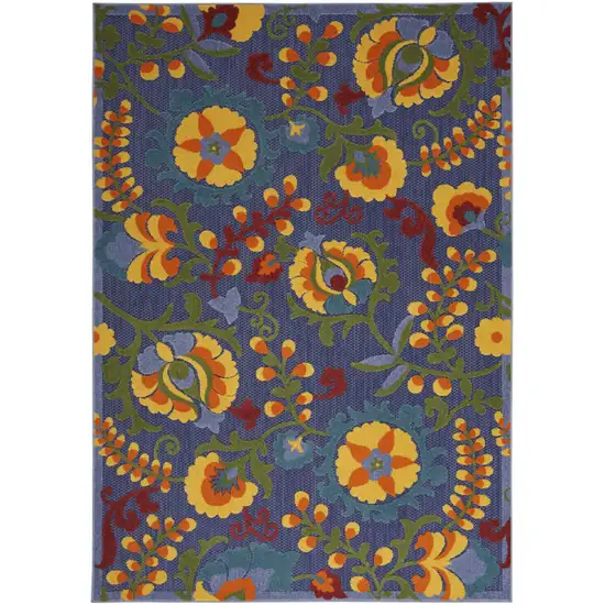 Blue Yellow and Green Indoor Outdoor Area Rug Photo 4