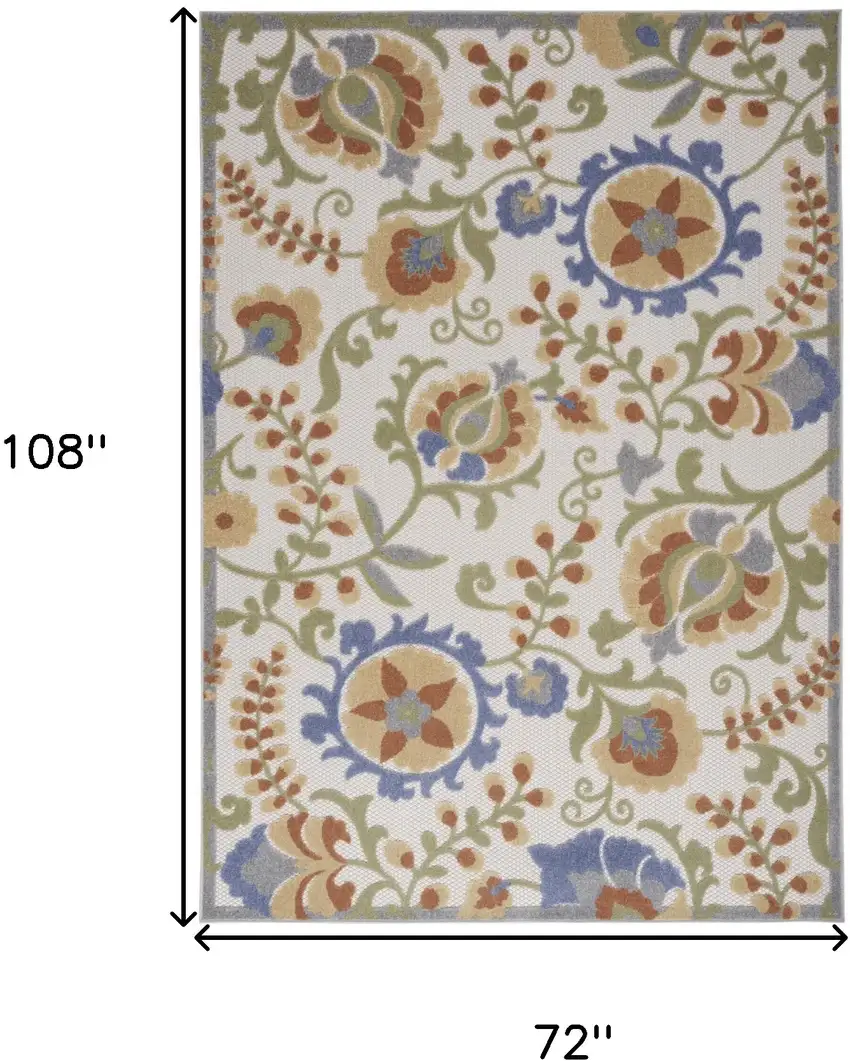 Blue And Yellow Floral Power Loom Area Rug Photo 3