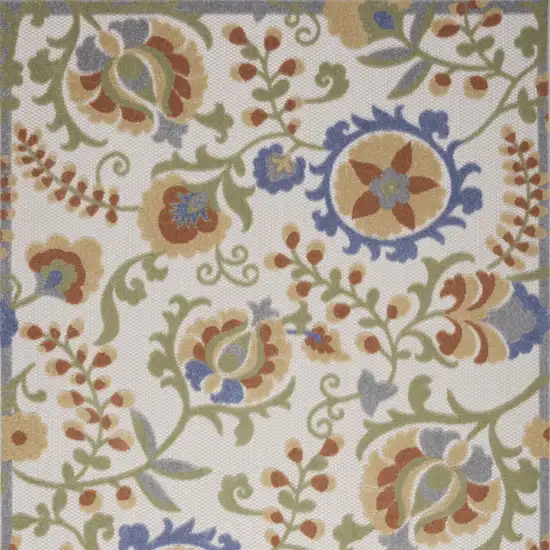 Ivory and Blue Indoor Outdoor Area Rug Photo 6