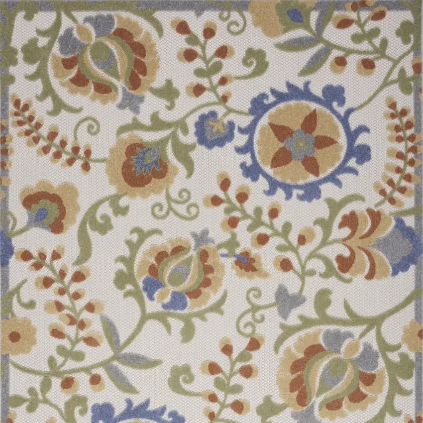 Ivory and Blue Indoor Outdoor Area Rug Photo 6