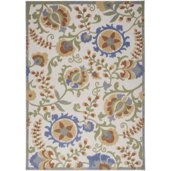Ivory And Blue Indoor Outdoor Area Rug Photo 1