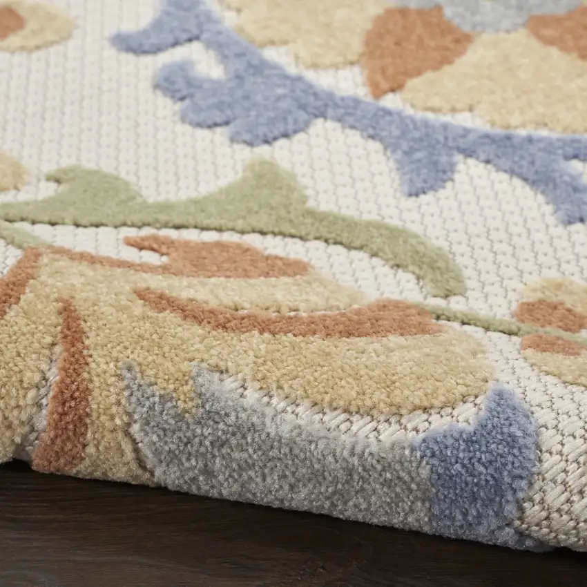 Ivory And Blue Indoor Outdoor Area Rug Photo 7