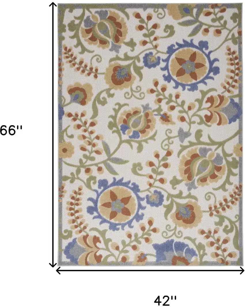 Blue And Yellow Floral Power Loom Area Rug Photo 3