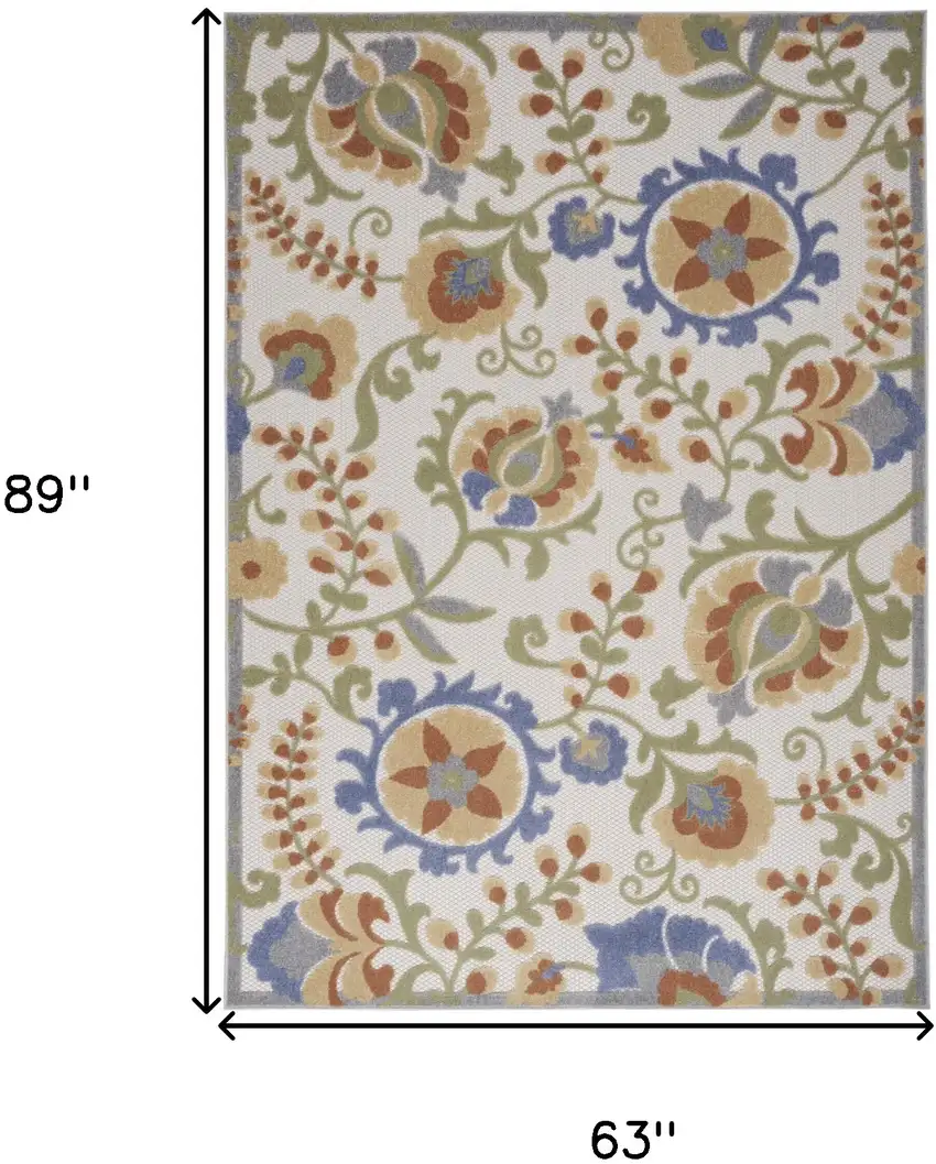 Blue And Yellow Floral Power Loom Area Rug Photo 3