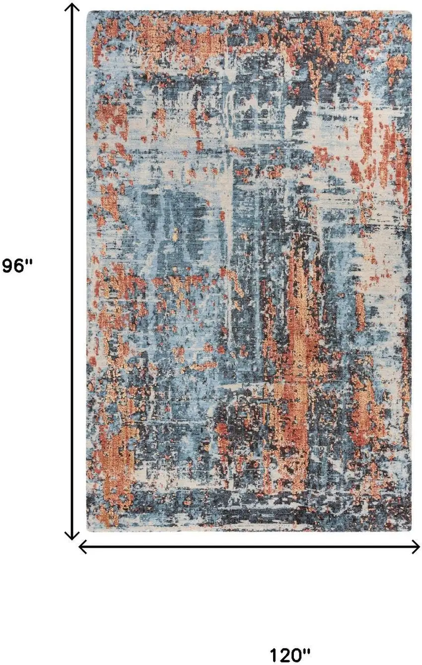 Blue Apricot And Ivory New Zealand Lambs Wool Abstract Hand Carved Handmade Area Rug Photo 6