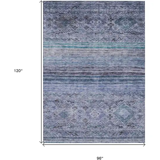 Blue Aqua And Charcoal Floral Washable Indoor Outdoor Area Rug Photo 3