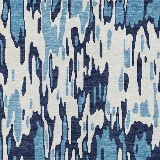 Blue Aqua And Ivory Striped Washable Indoor Outdoor Area Rug Photo 5