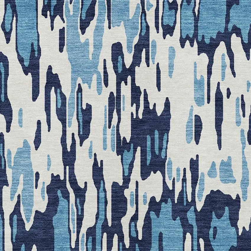 Blue Aqua And Ivory Striped Washable Indoor Outdoor Area Rug Photo 5