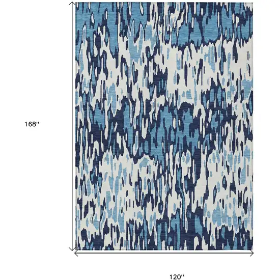 Blue Aqua And Ivory Striped Washable Indoor Outdoor Area Rug Photo 3