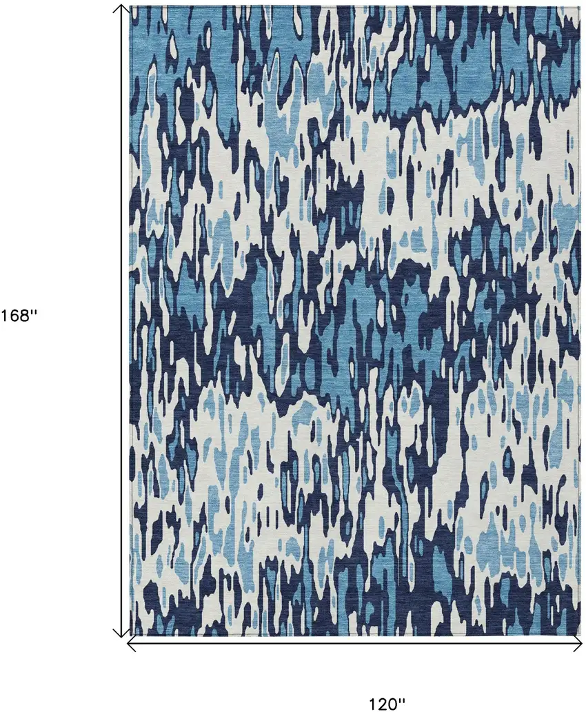 Blue Aqua And Ivory Striped Washable Indoor Outdoor Area Rug Photo 3