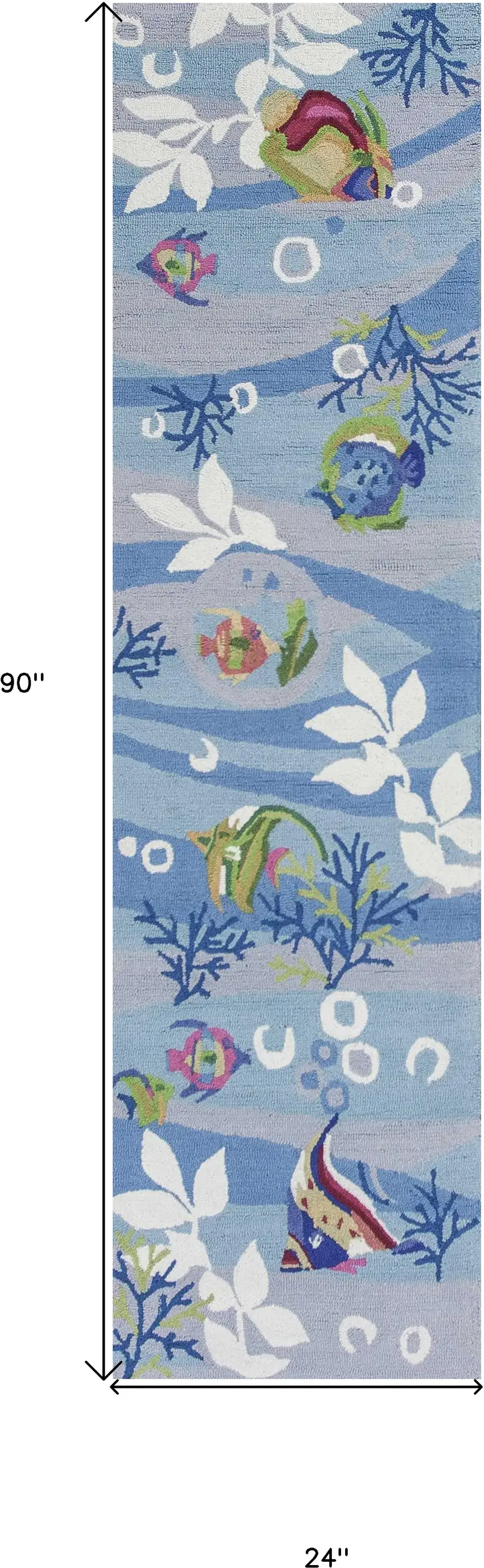 2' X 7' Blue Aquatic Tropical Runner Rug Photo 6