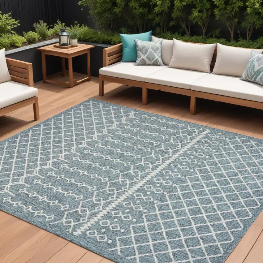 Blue And Gray Indoor Outdoor Area Rug Photo 1