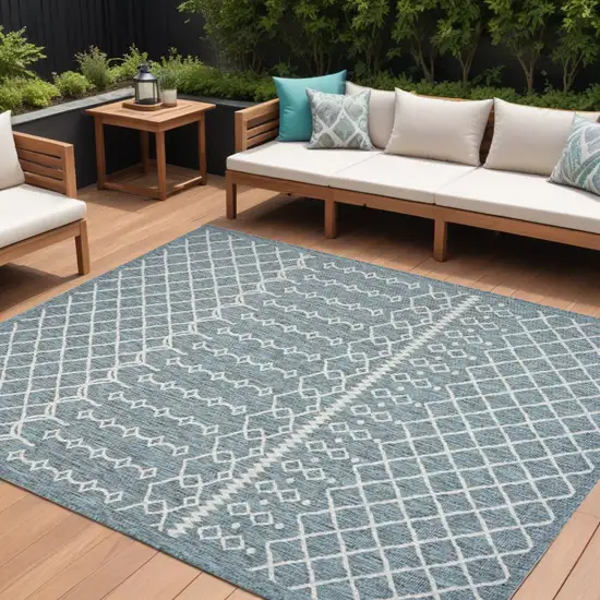 Blue And Gray Indoor Outdoor Area Rug Photo 1