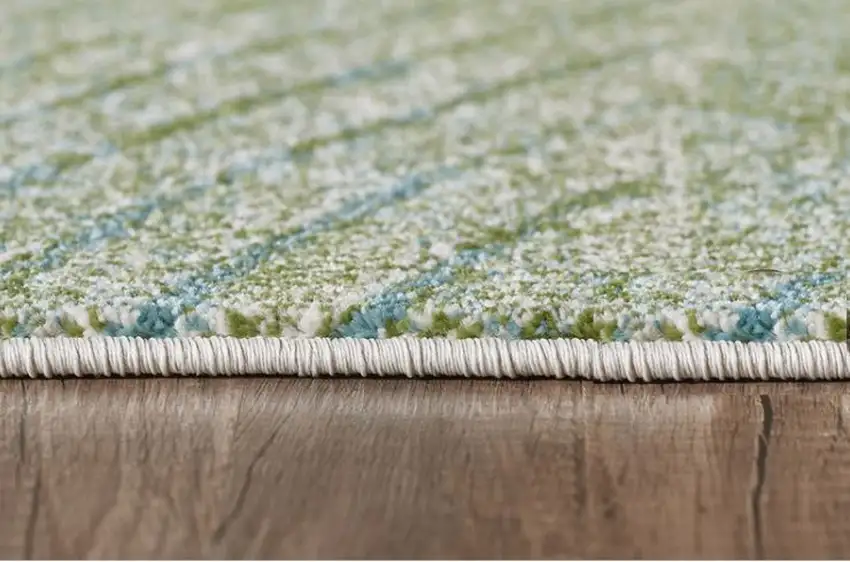 Blue Beige Abstract Waves Modern Area Rug Photo 4