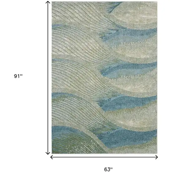 Beige Blue And Sage Abstract Area Rug Photo 3